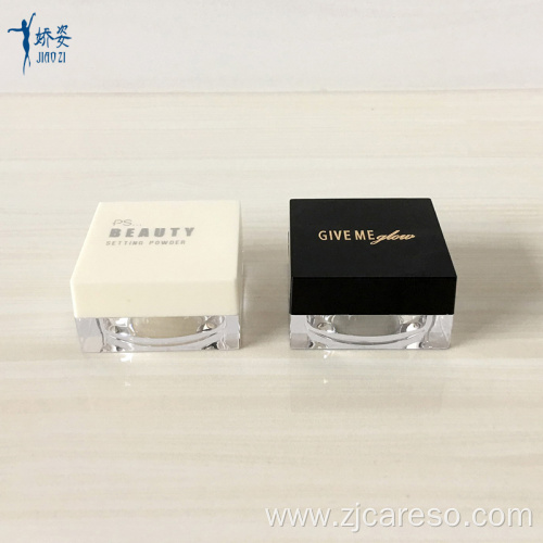 Empty Small Matte White Square Loose Powder Case